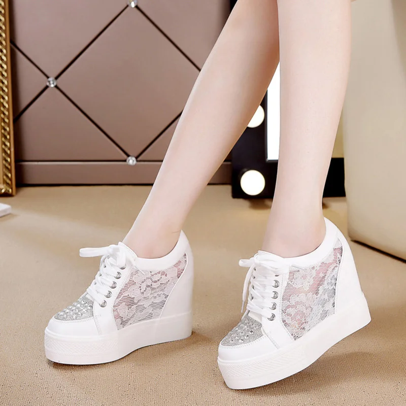 Crystal Mesh Fabric - Mode Turnschuhe Frauen Plattform Schuhe Strass