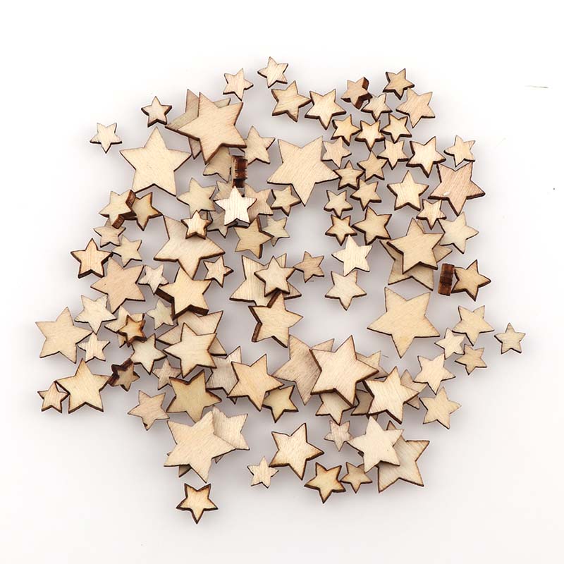 Embellishments For Scrapbooking - 100Pcs DIY Größe mischen Pentagramm holz