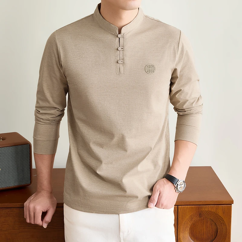 Herren-T-Shirt mit Mandarin-Kr – Embellish Knit Bewertung und Preis